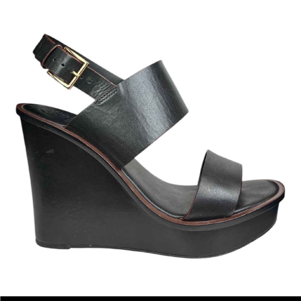 Tory Burch Lexington Black Wedge Sandals
